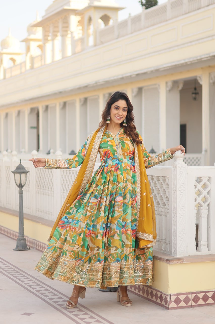 PREMIUM READYMADE GOWN WITH DUPATTA SET