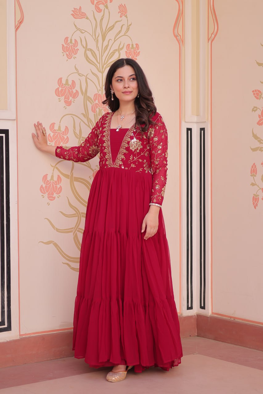 Faux Blooming With Sequins & Zari Embroidered Gown