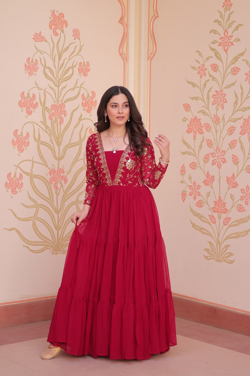 Faux Blooming With Sequins & Zari Embroidered Gown