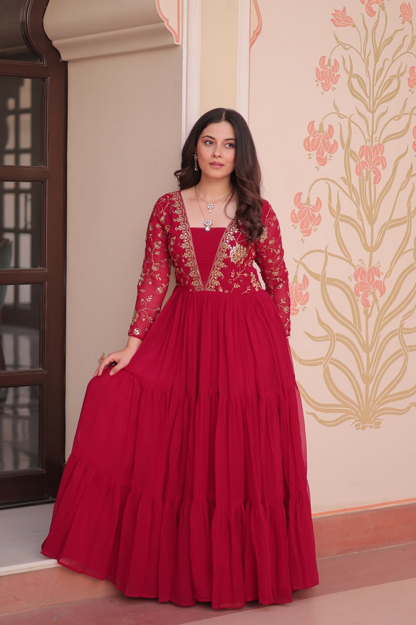 Faux Blooming With Sequins & Zari Embroidered Gown