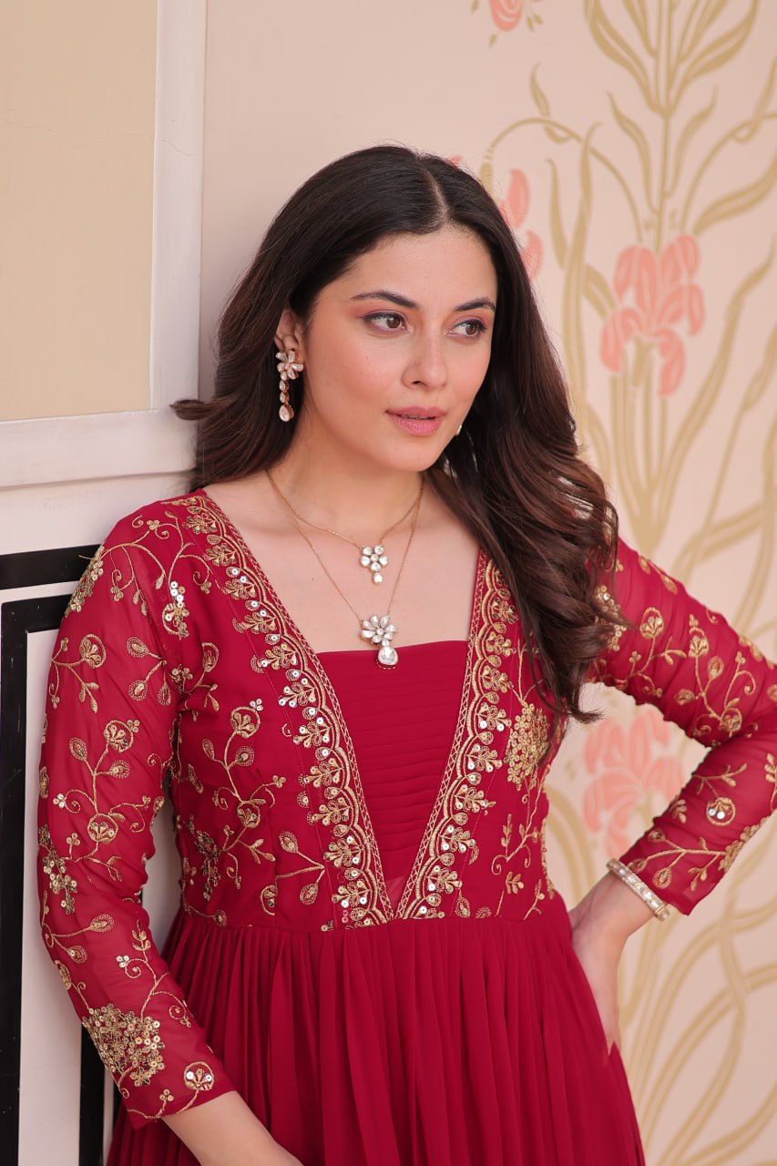Faux Blooming With Sequins & Zari Embroidered Gown