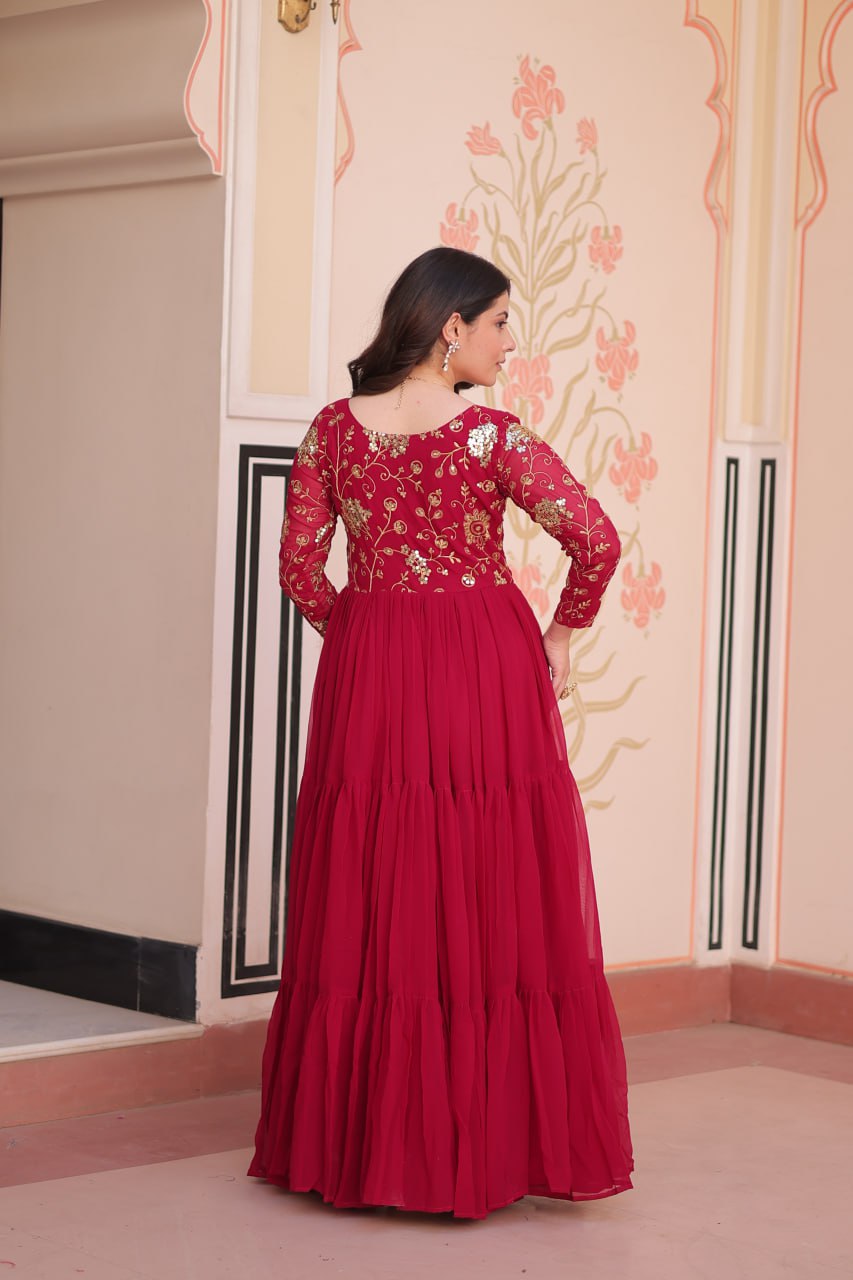 Faux Blooming With Sequins & Zari Embroidered Gown