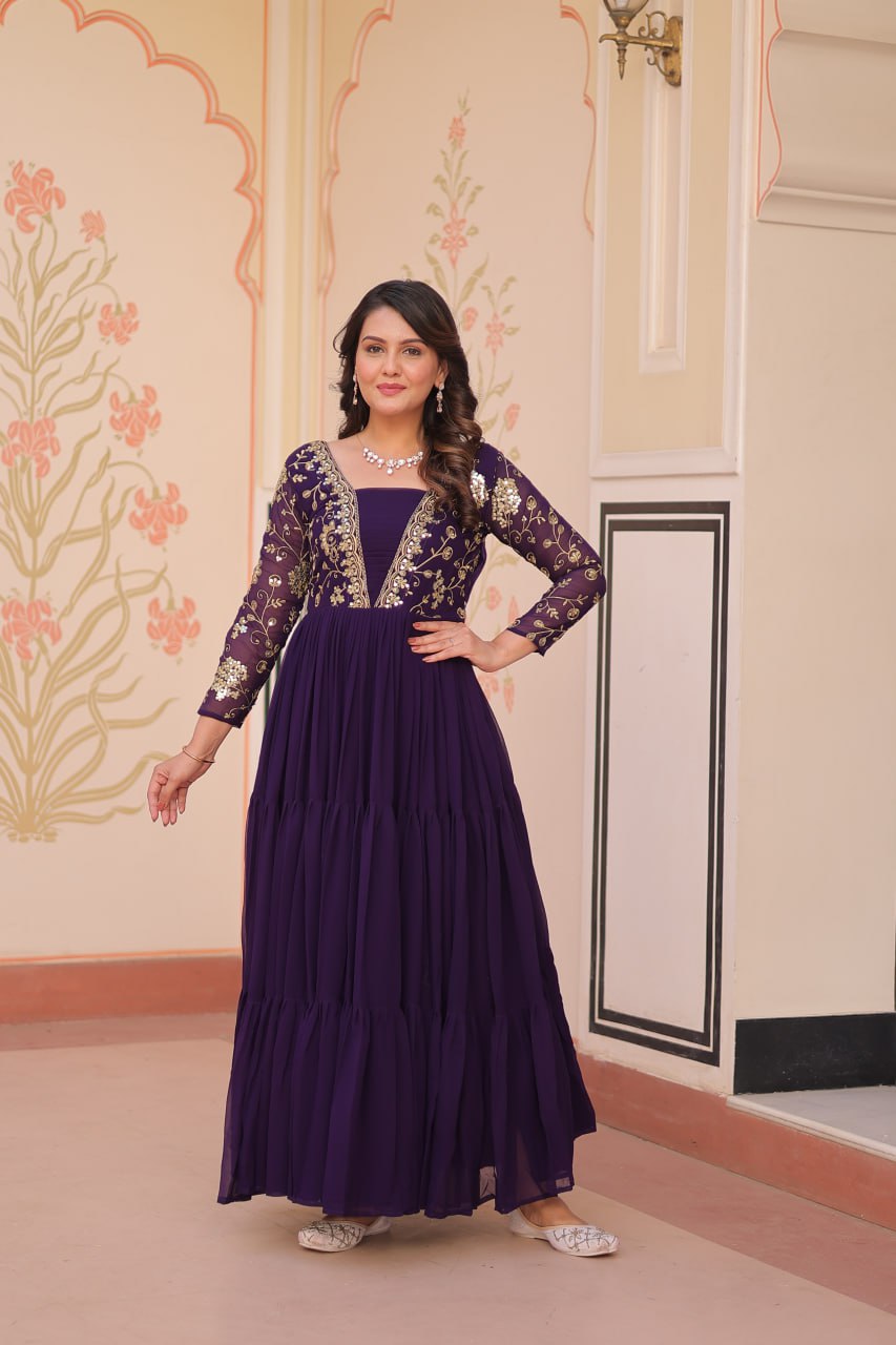 Faux Blooming With Sequins & Zari Embroidered Gown