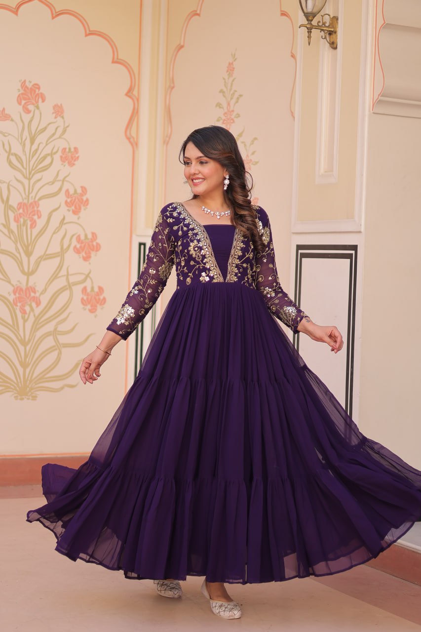 Faux Blooming With Sequins & Zari Embroidered Gown
