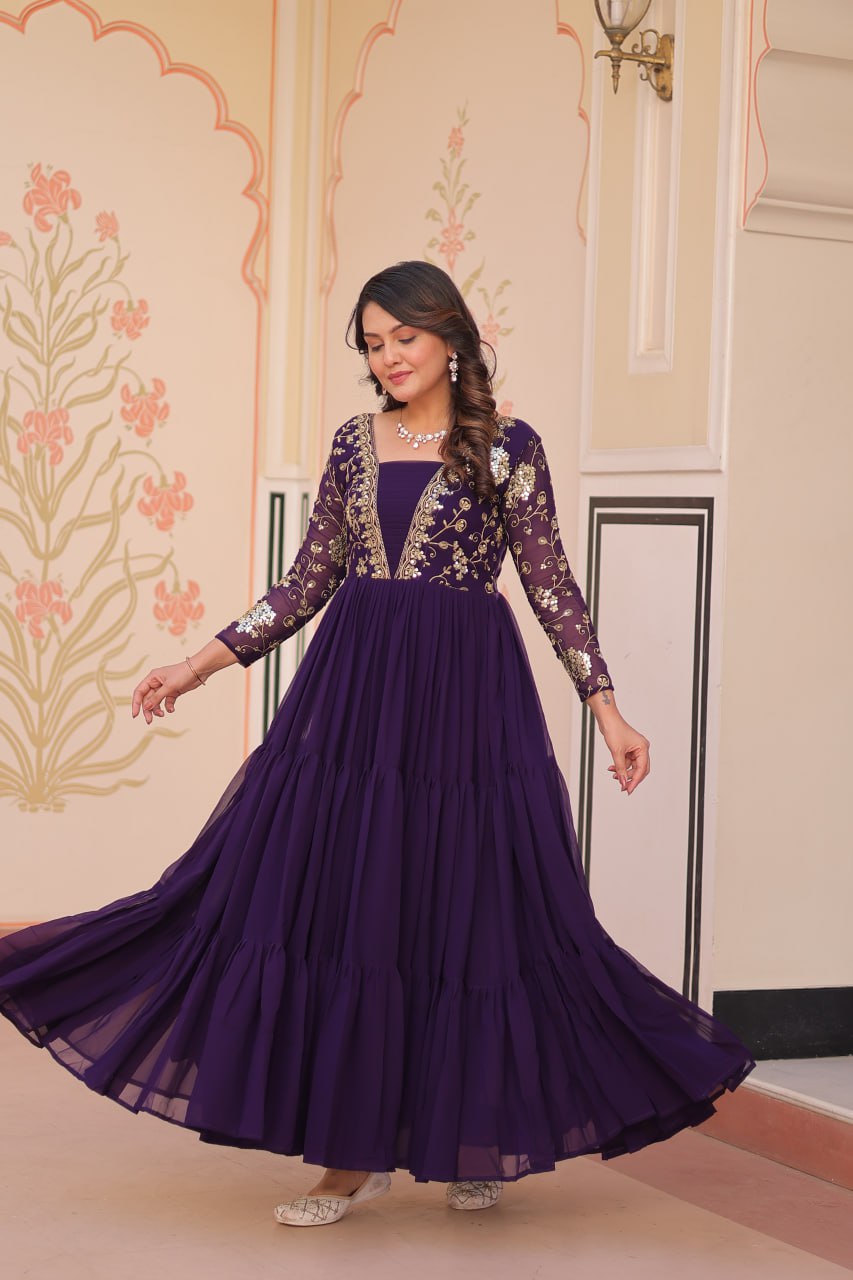 Faux Blooming With Sequins & Zari Embroidered Gown
