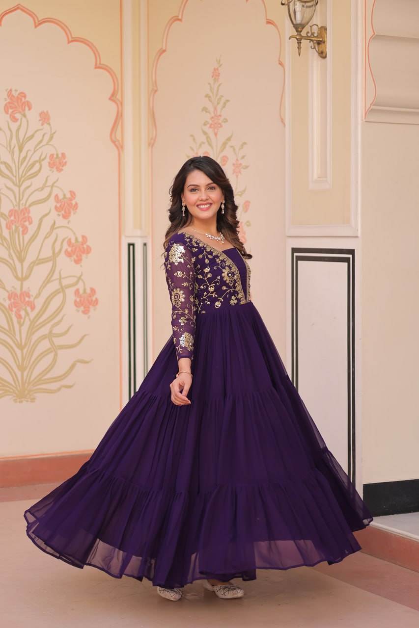 Faux Blooming With Sequins & Zari Embroidered Gown