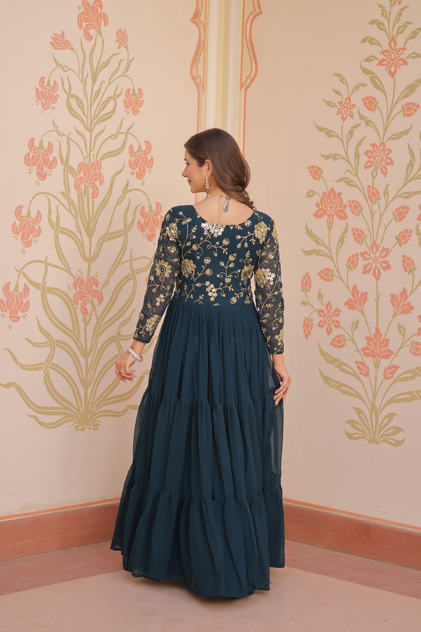 Faux Blooming With Sequins & Zari Embroidered Gown