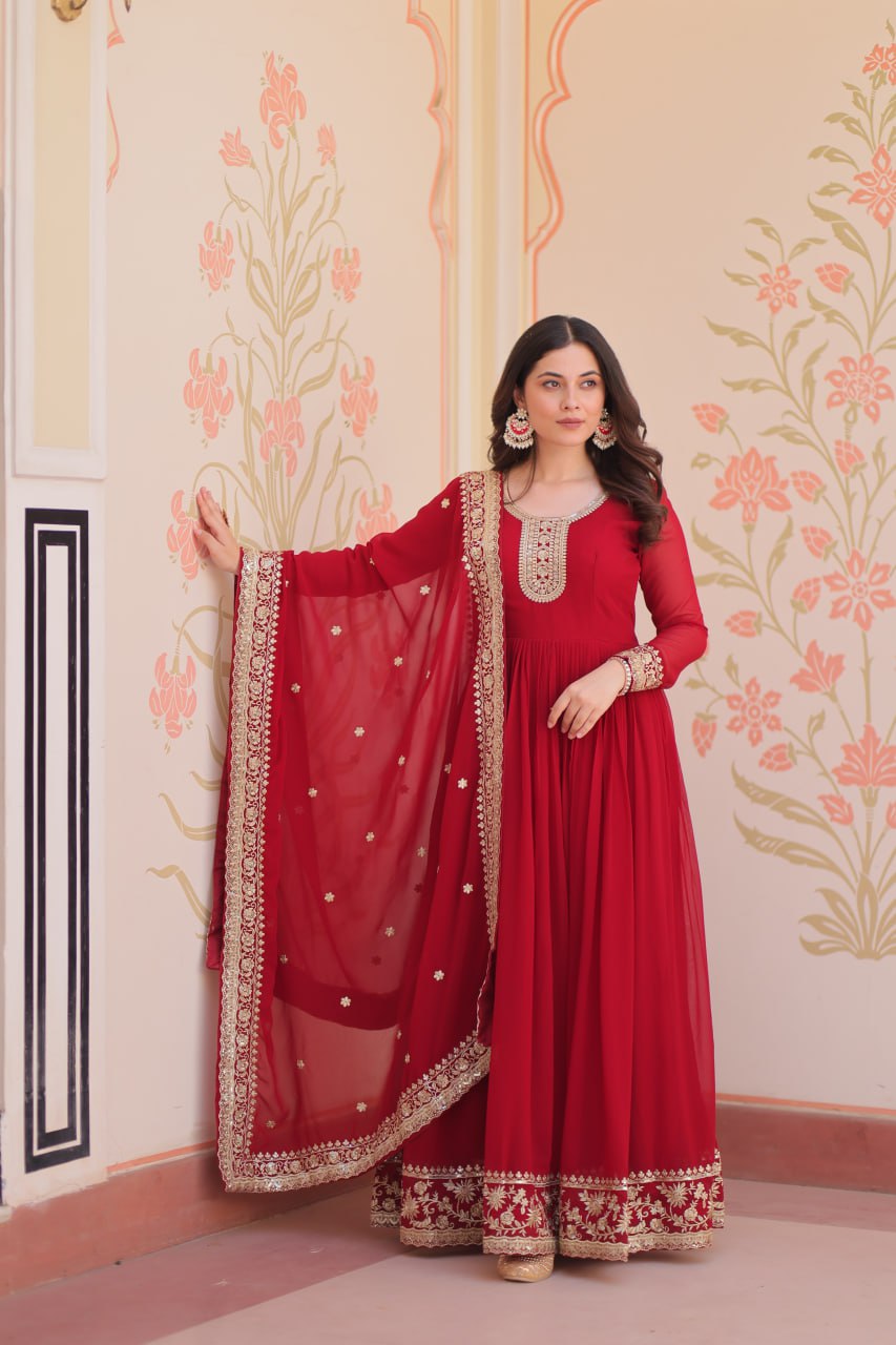 Georgette with Zari & Sequins Embroidered Gown