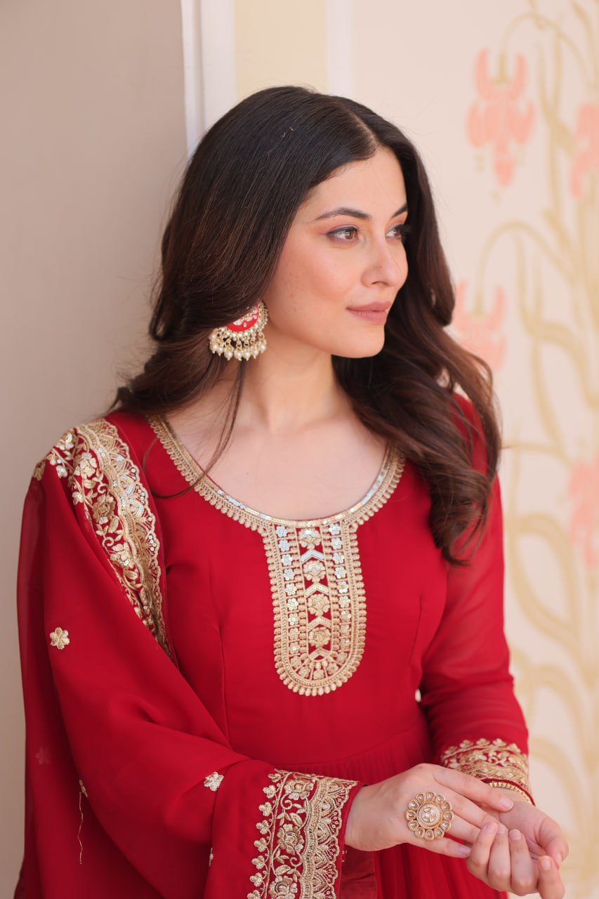 Georgette with Zari & Sequins Embroidered Gown