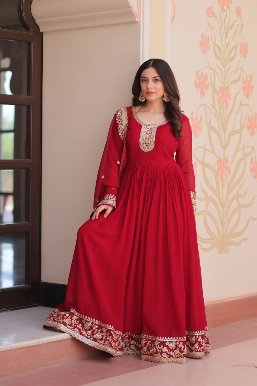 Georgette with Zari & Sequins Embroidered Gown