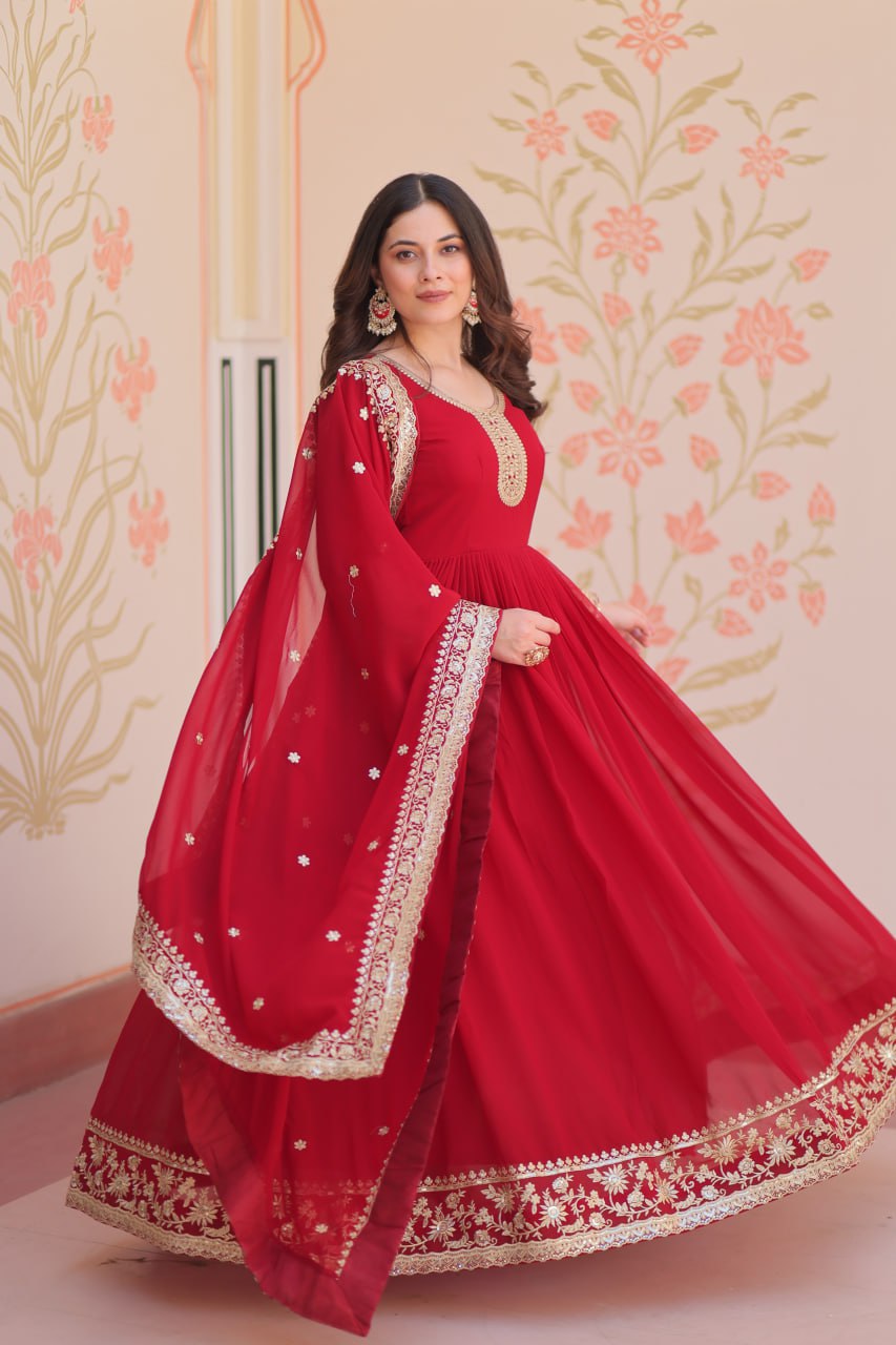 Georgette with Zari & Sequins Embroidered Gown