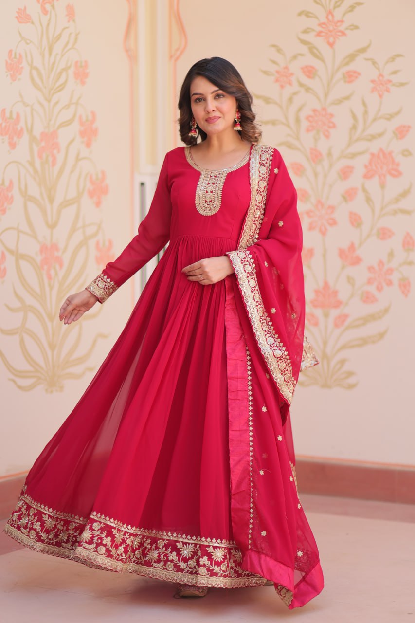 Georgette with Zari & Sequins Embroidered Gown