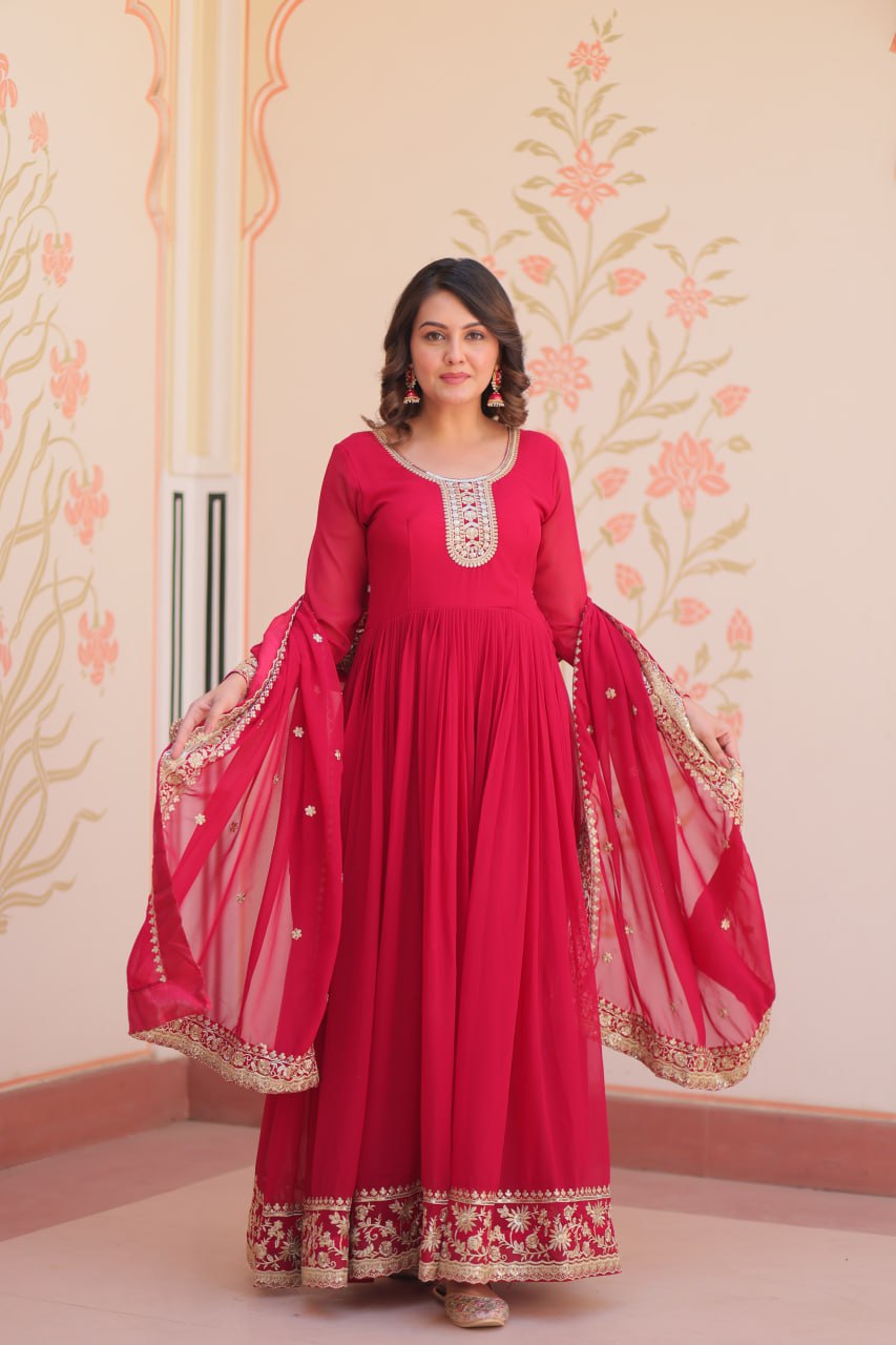 Georgette with Zari & Sequins Embroidered Gown
