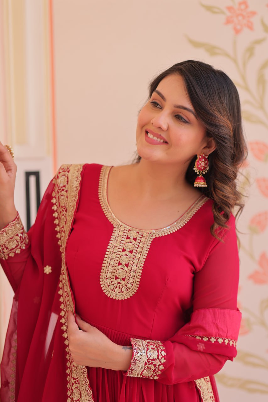 Georgette with Zari & Sequins Embroidered Gown