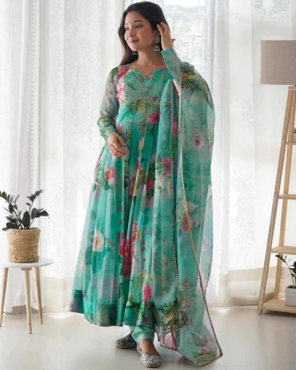Bollywood designer stylish digital printed anarkali dress with dupatta for function wear