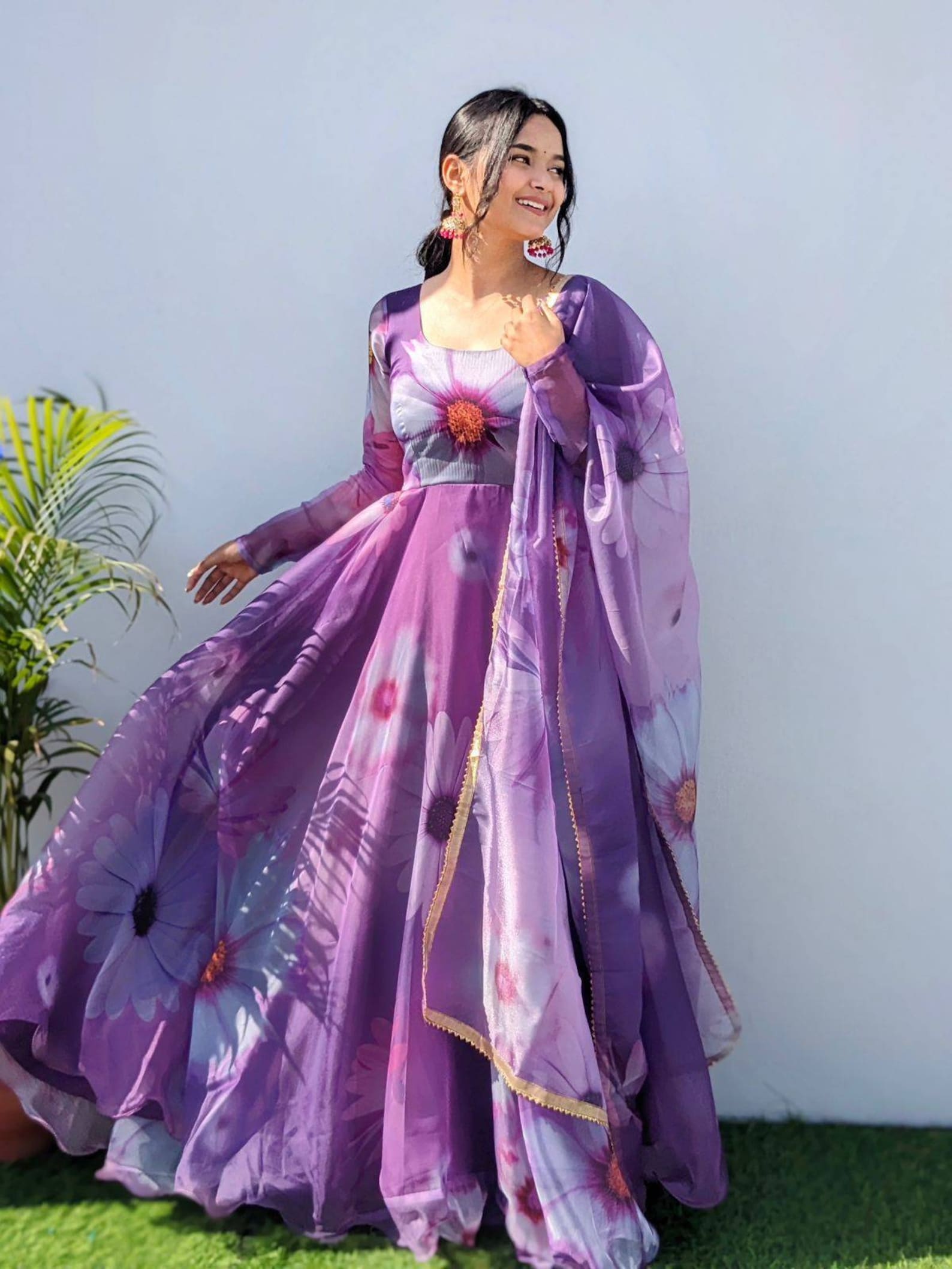 Purple anarkali fashion dress