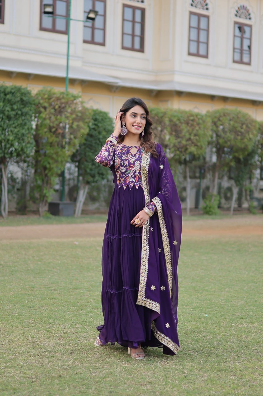 PURPLE COLOR GOWN-DUPATTA COLLECTIONS