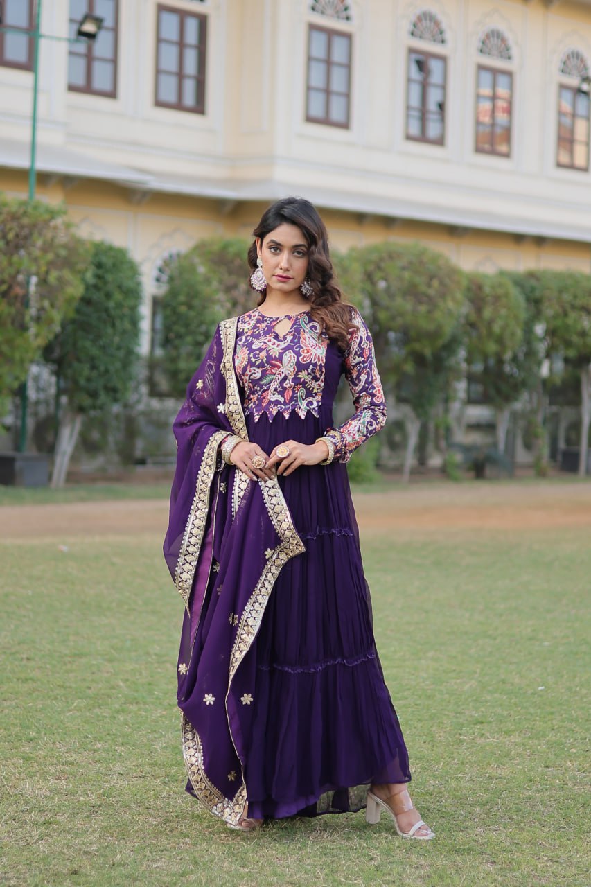 PURPLE COLOR GOWN-DUPATTA COLLECTIONS