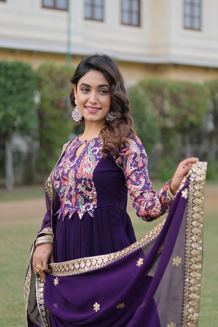 PURPLE COLOR GOWN-DUPATTA COLLECTIONS