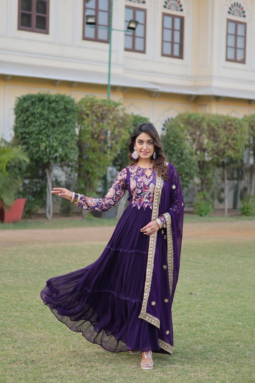 PURPLE COLOR GOWN-DUPATTA COLLECTIONS