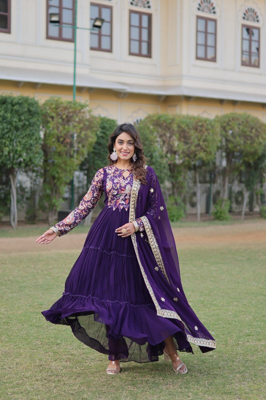 PURPLE COLOR GOWN-DUPATTA COLLECTIONS