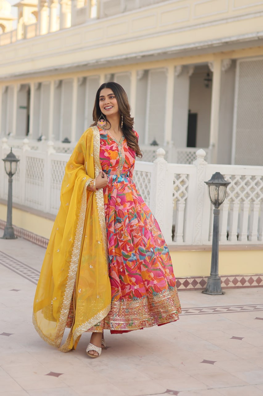 PREMIUM READYMADE GOWN WITH DUPATTA SET