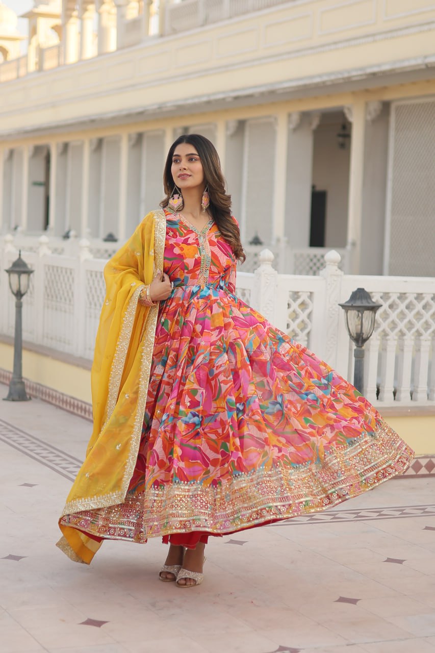 PREMIUM READYMADE GOWN WITH DUPATTA SET