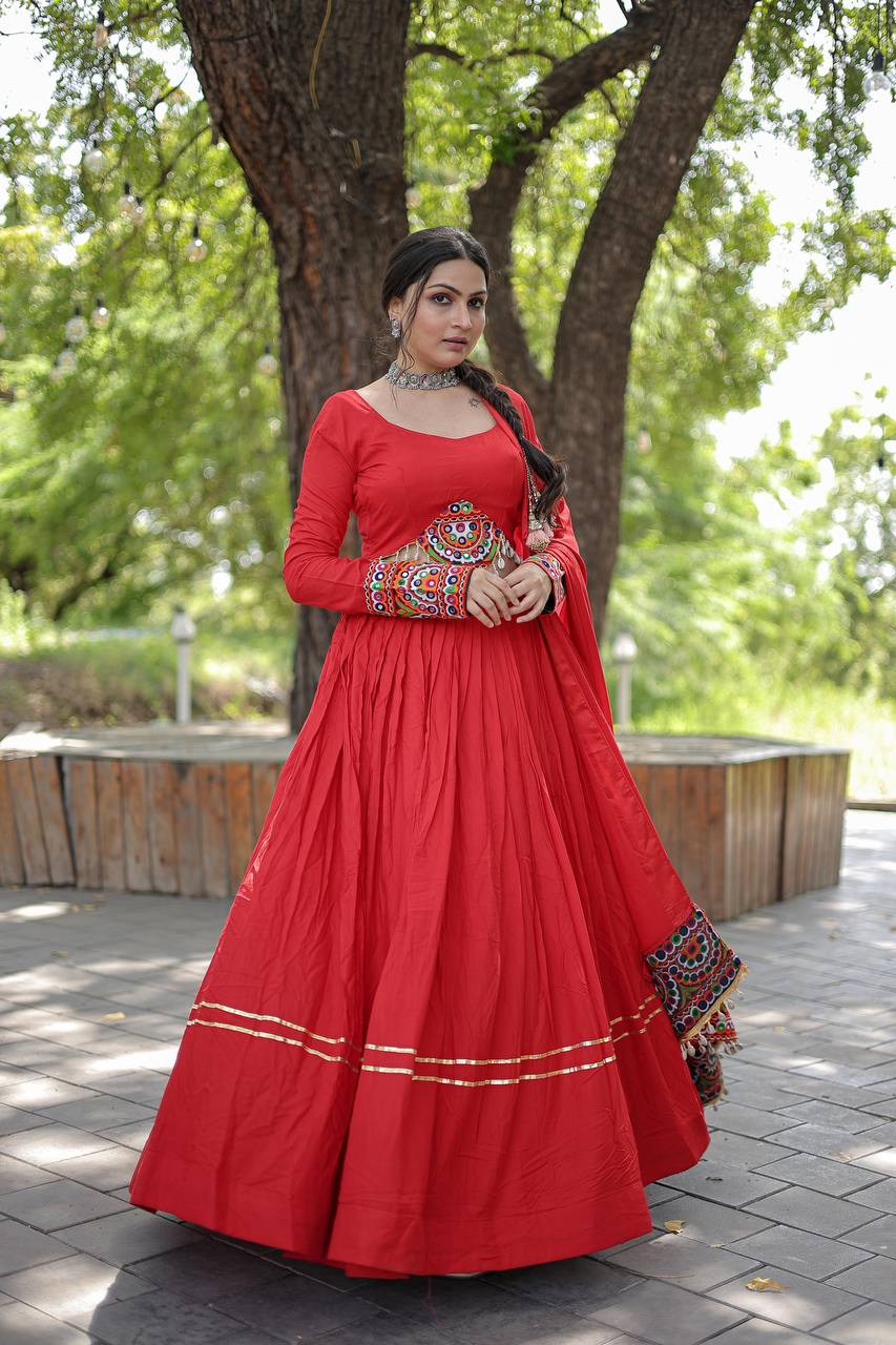 Creativ Navratri Season, Red Readymade Rayon Lehenga choli Set