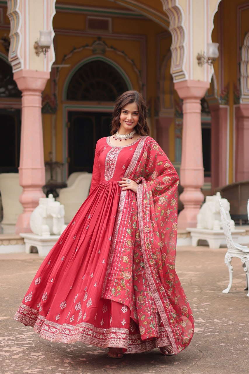 AMAZING TRENDY LOOK GOWN-WITH-DUPATTA COLLECTIONS 2024