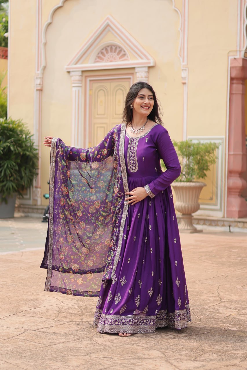 AMAZING TRENDY LOOK GOWN-WITH-DUPATTA COLLECTIONS 2024