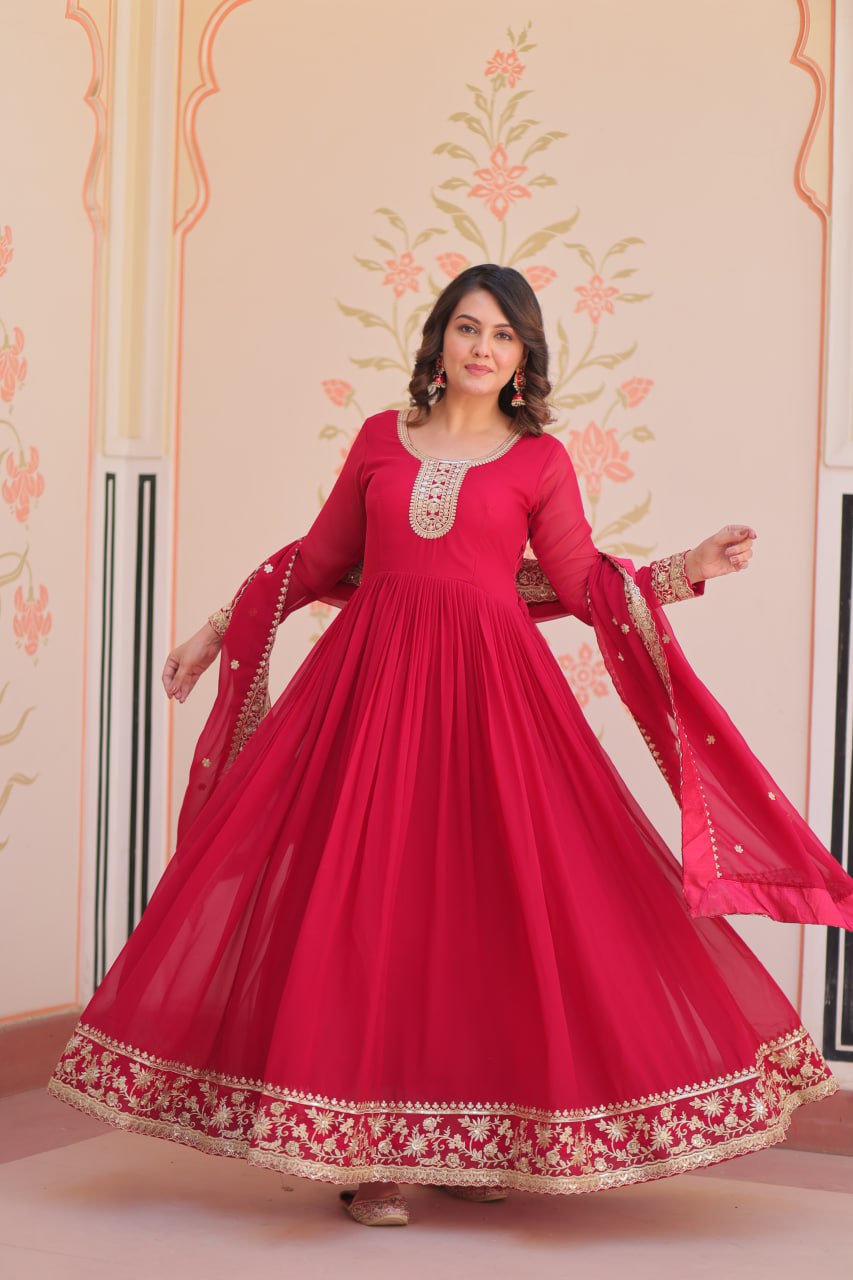 Georgette with Zari & Sequins Embroidered Gown