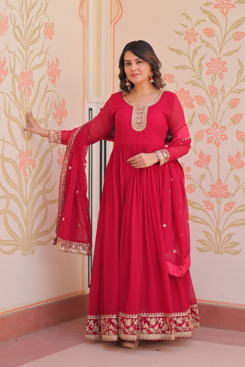 Georgette with Zari & Sequins Embroidered Gown