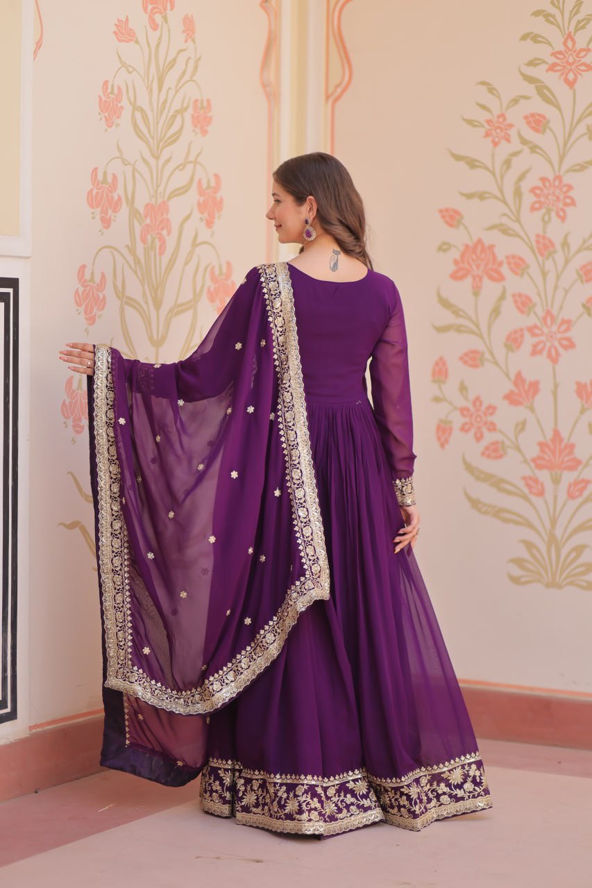 Georgette with Zari & Sequins Embroidered Gown