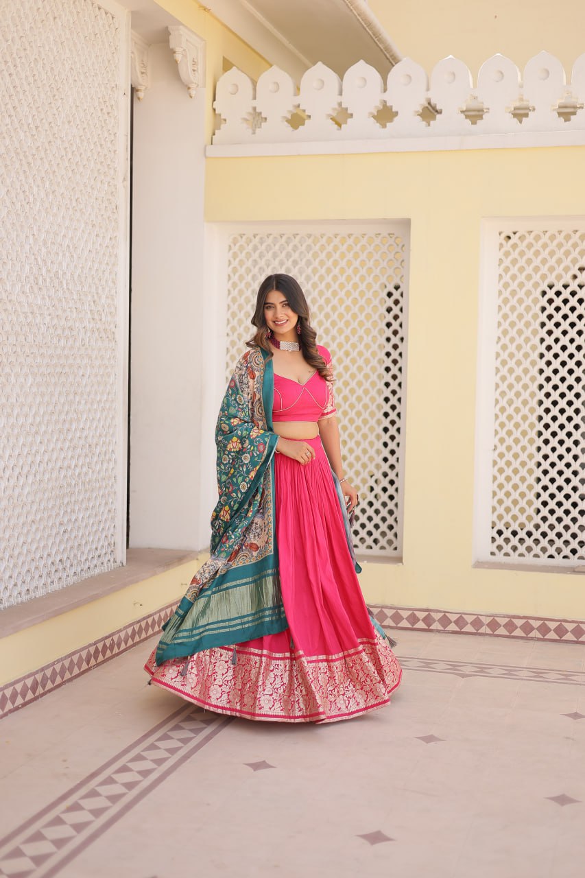 Experience the allure of Trending Viscose Lehenga Choli With Gajji silk Dupatta. Discover the perfect fusion of elegance and grace. Shop now for a timeless appearance