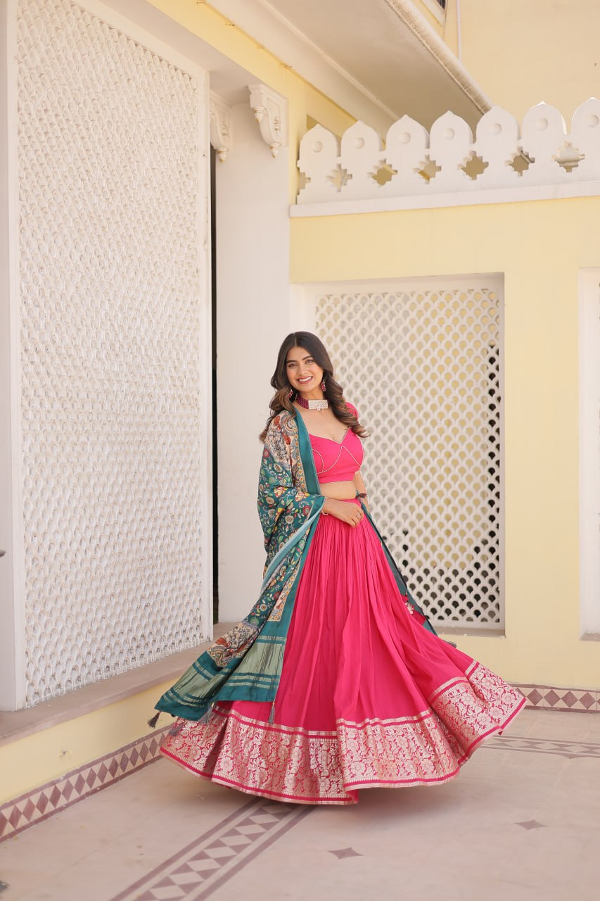 Experience the allure of Trending Viscose Lehenga Choli With Gajji silk Dupatta. Discover the perfect fusion of elegance and grace. Shop now for a timeless appearance