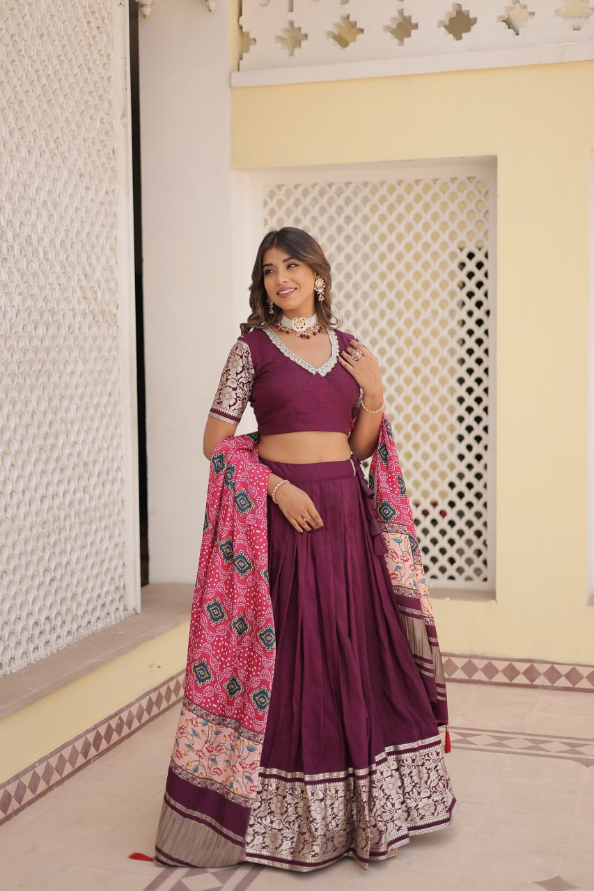 Experience the allure of Trending Viscose Lehenga Choli With Gajji silk Dupatta. Discover the perfect fusion of elegance and grace. Shop now for a timeless appearance