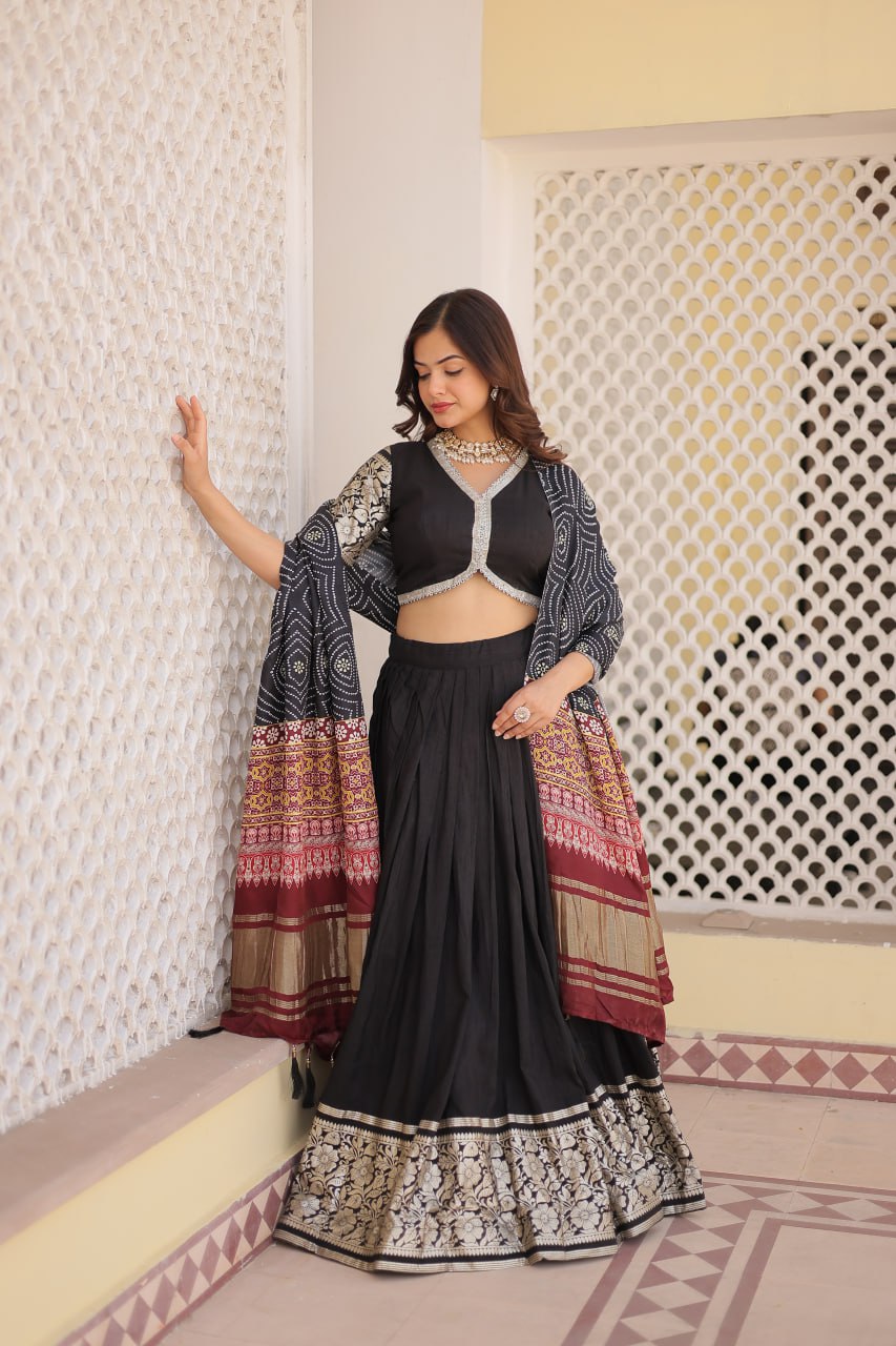 Experience the allure of Trending Viscose Lehenga Choli With Gajji silk Dupatta. Discover the perfect fusion of elegance and grace. Shop now for a timeless appearance