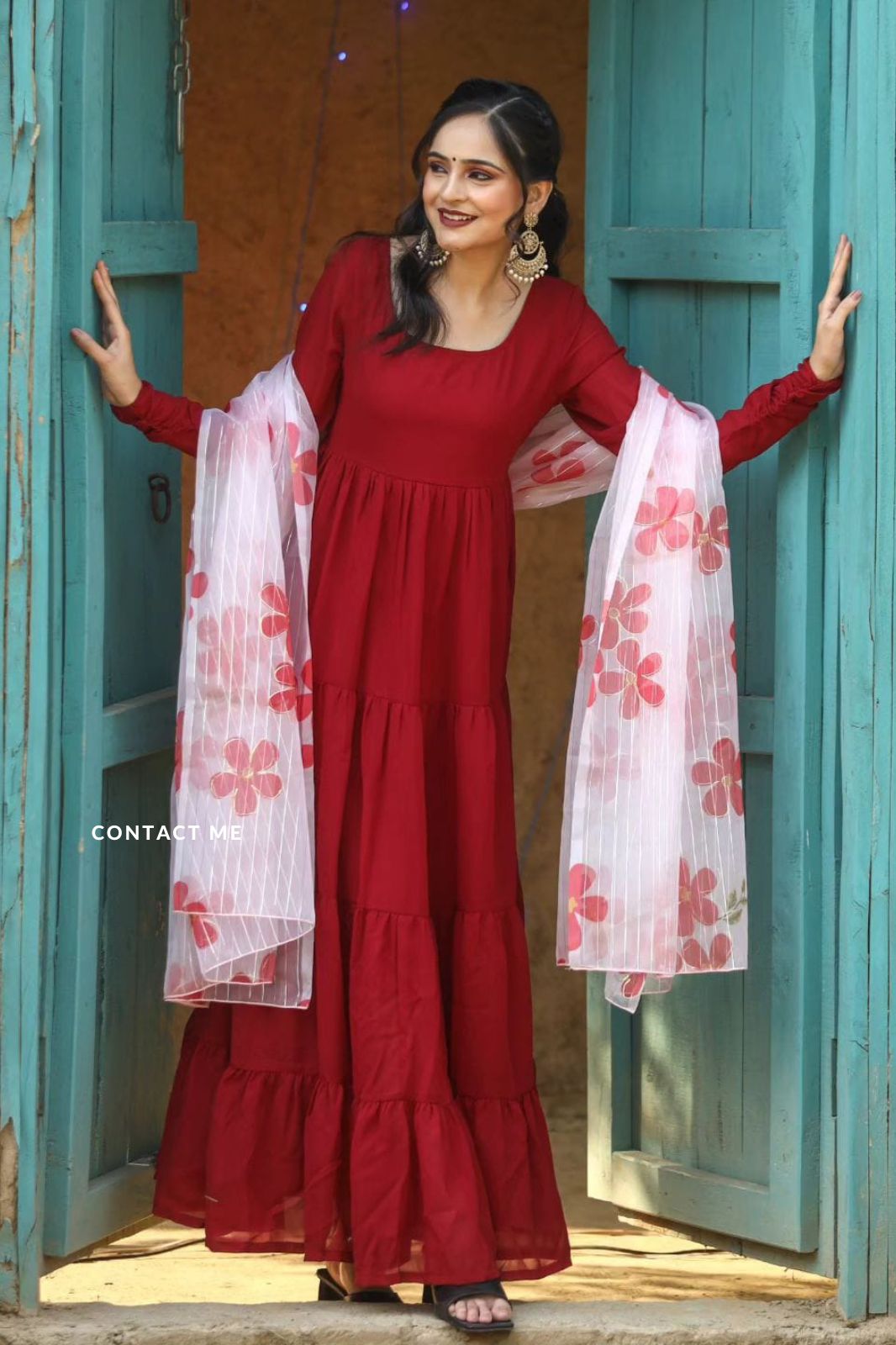 Silk Maroon Plain Long Anarkali Gown, Wash Care: Machine wash at Rs 450 in  New Delhi