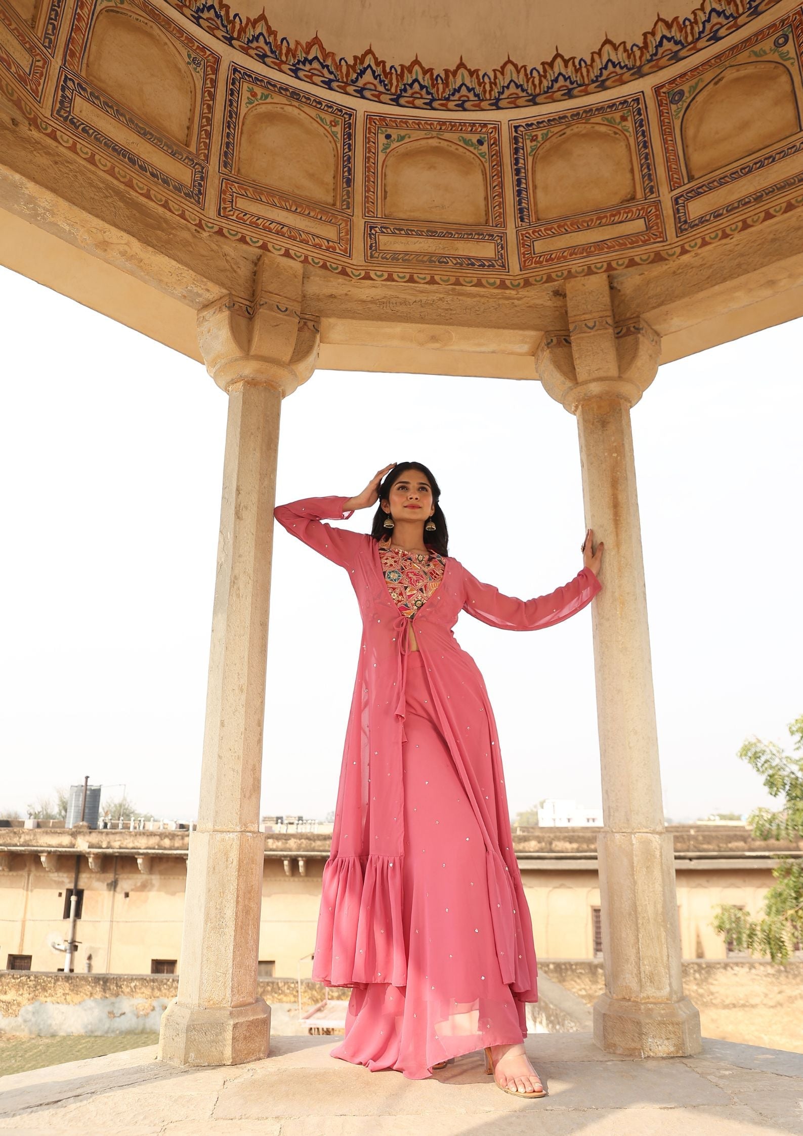 Pink Color Latest new Design With Blouse, Shrug and Ghaghara set