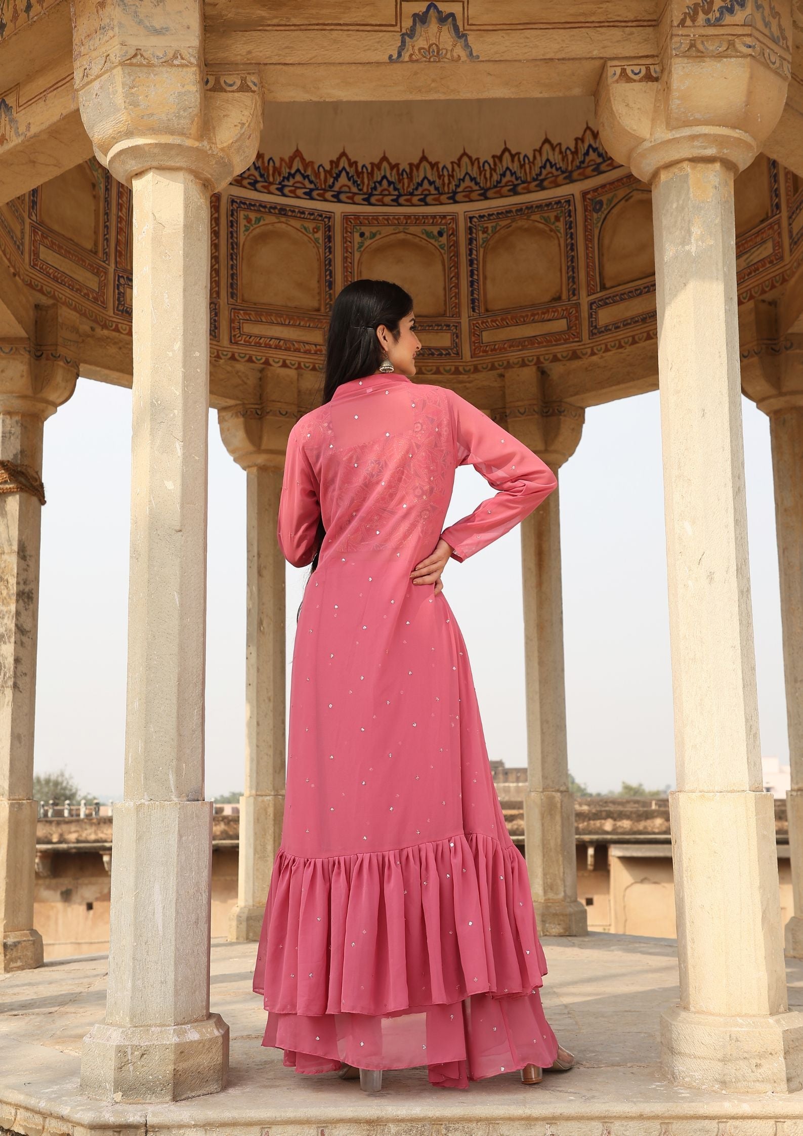 Pink Color Latest new Design With Blouse, Shrug and Ghaghara set