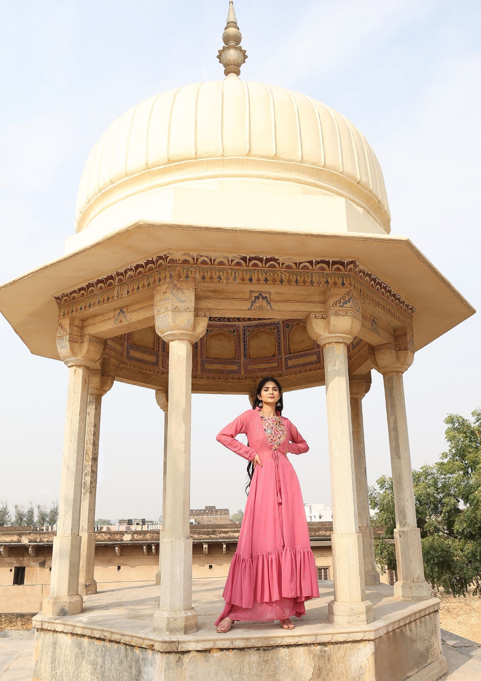 Pink Color Latest new Design With Blouse, Shrug and Ghaghara set